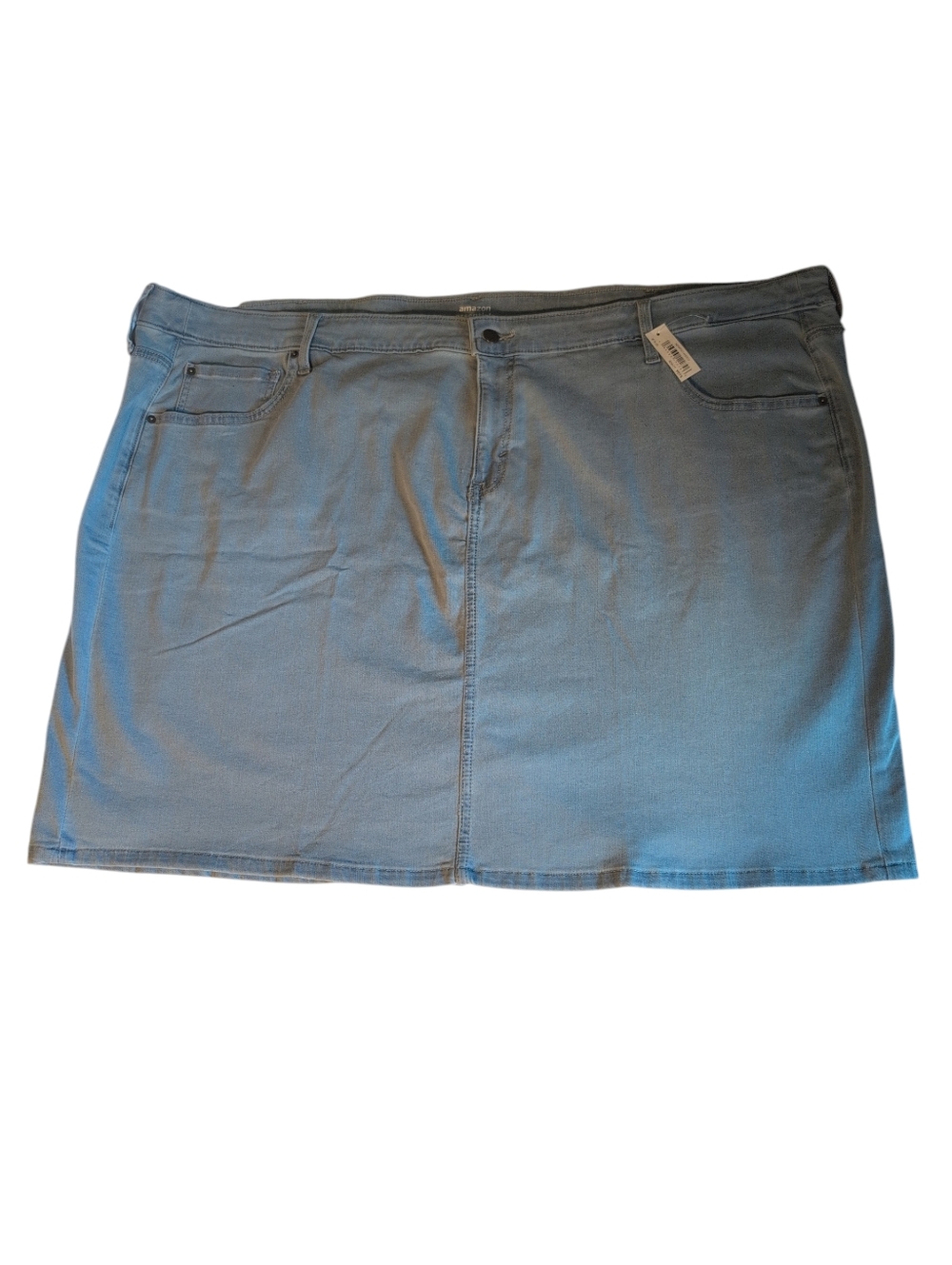 Nwt Amazon Essentials Light Blue Denim Skirt Jean Stretch 34 Plus
